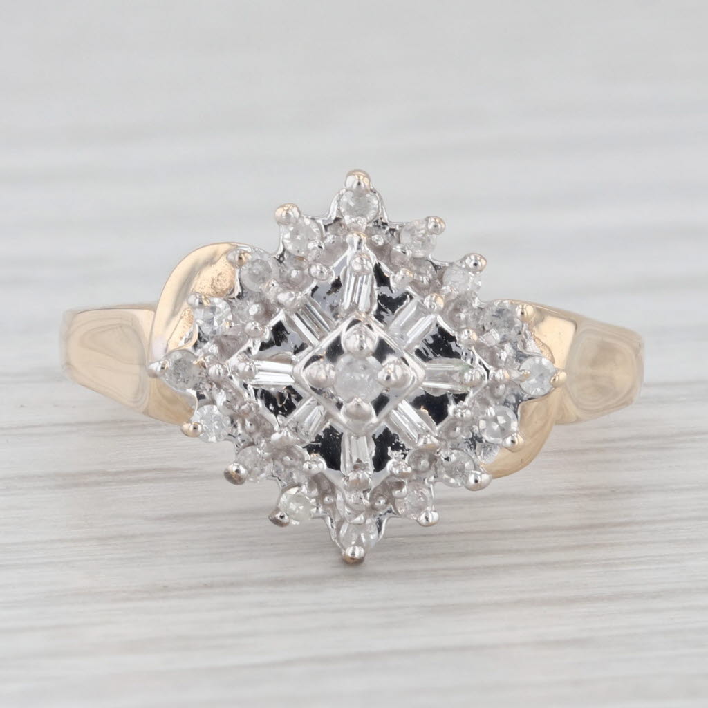 Light Gray 0.17ctw Diamond Engagement Ring 10k Yellow Gold Size 7.25