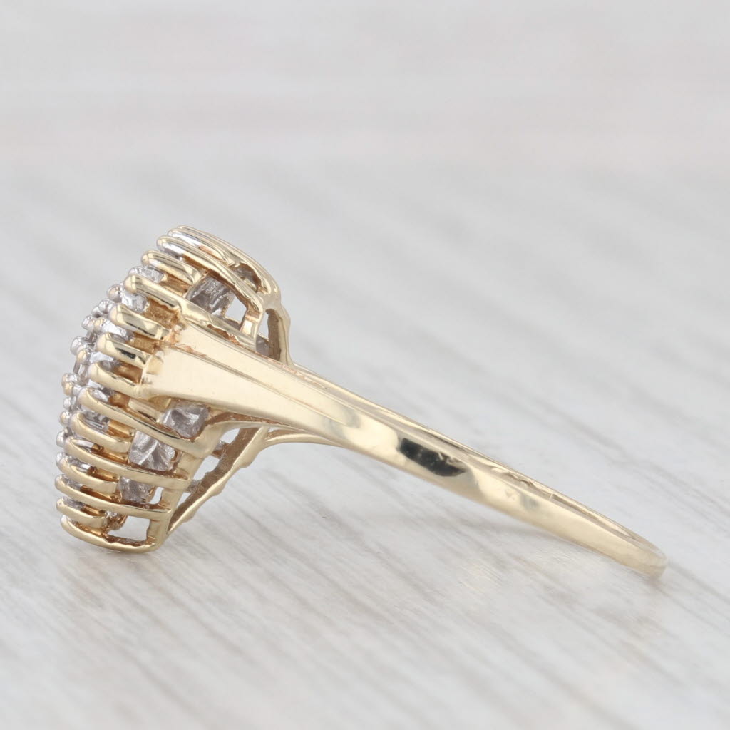 Light Gray Diamond Cluster Halo Engagement Ring 10k Yellow Gold Size 8