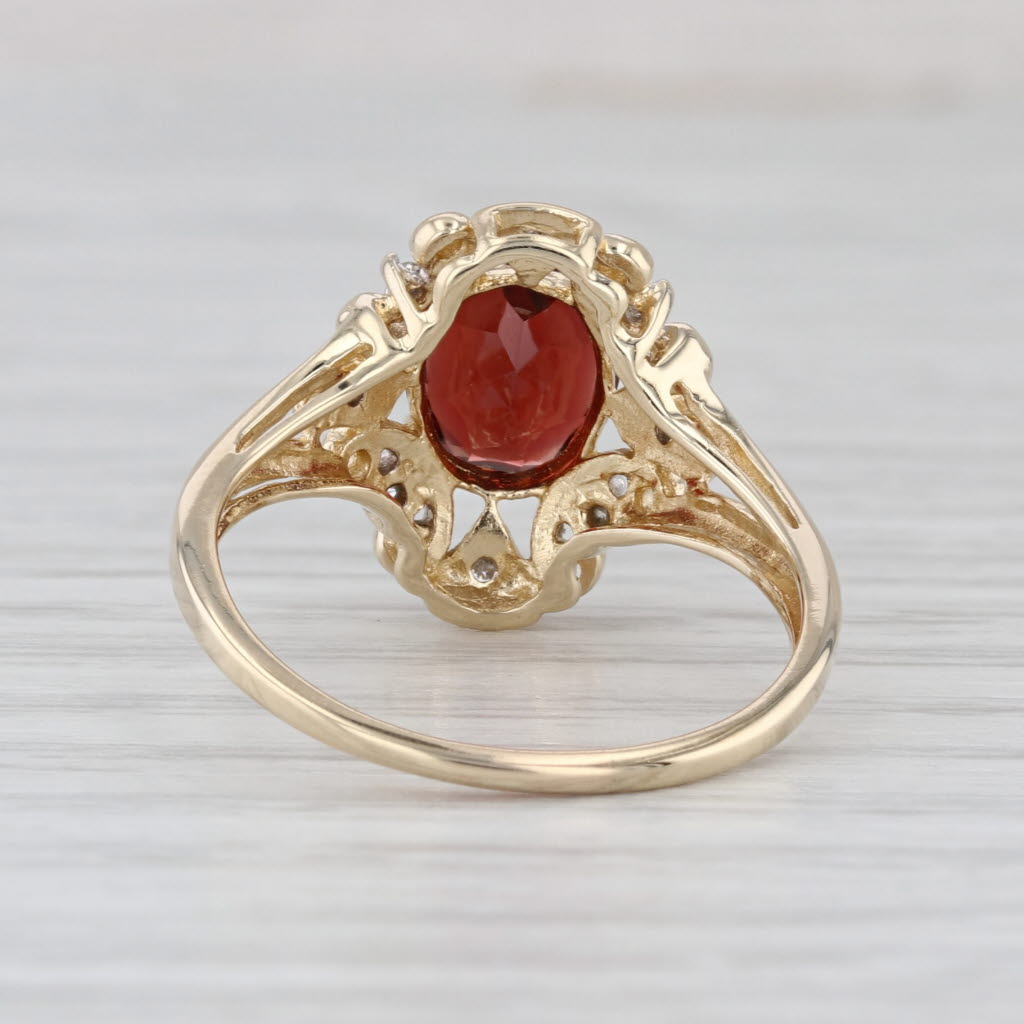 2.10ctw Oval Garnet Diamond Ring 14k Yellow Gold Size 9