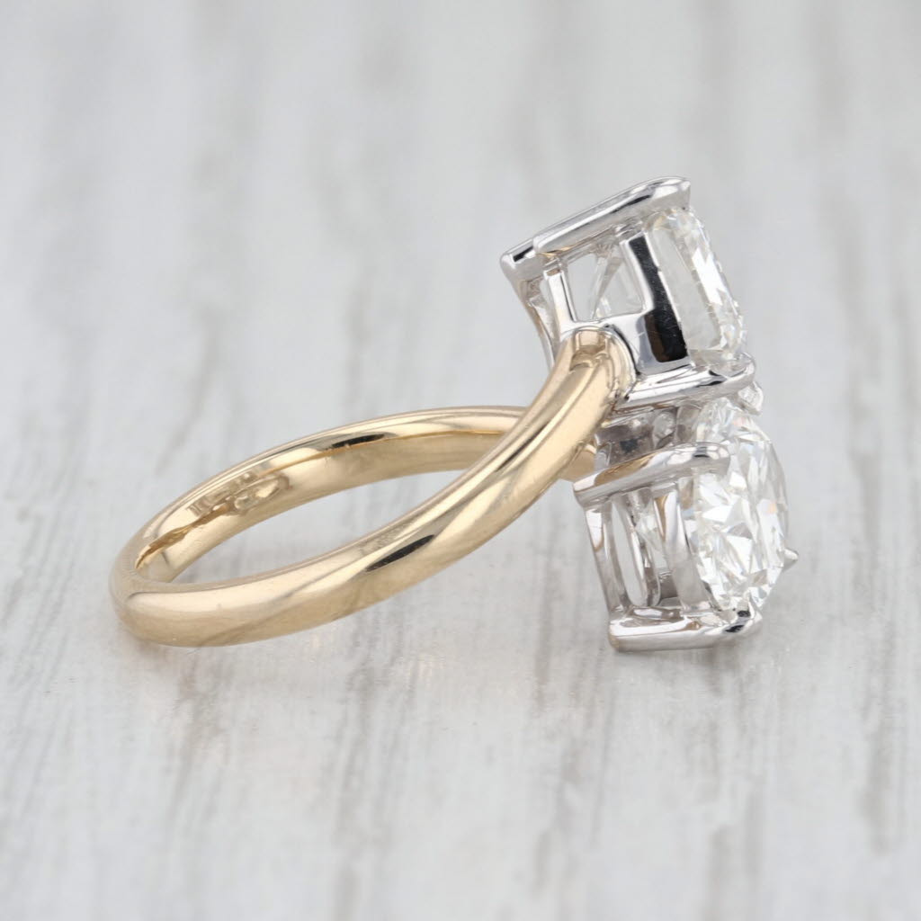 New 5.22ctw Lab Grown Diamond Ring Oval Emerald Cut Bypass 14k Gold IGI G VS2