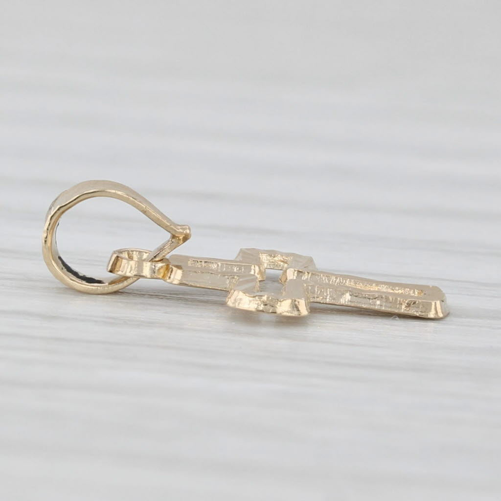 Light Gray Small Cross Pendant 14k Yellow Gold