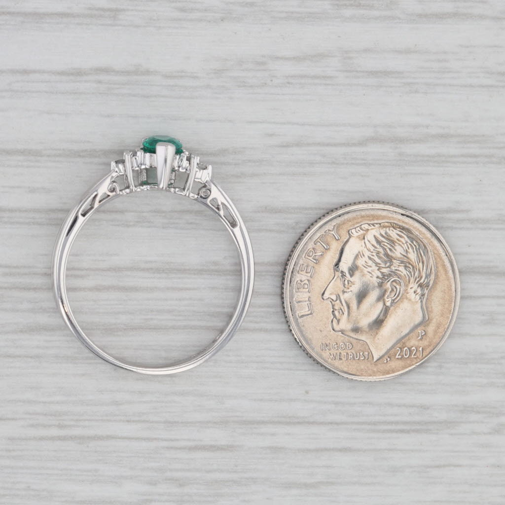 Gray 0.38ctw Pear Lab Created Emerald Diamond Ring 14k White Gold Size 7 Engagement