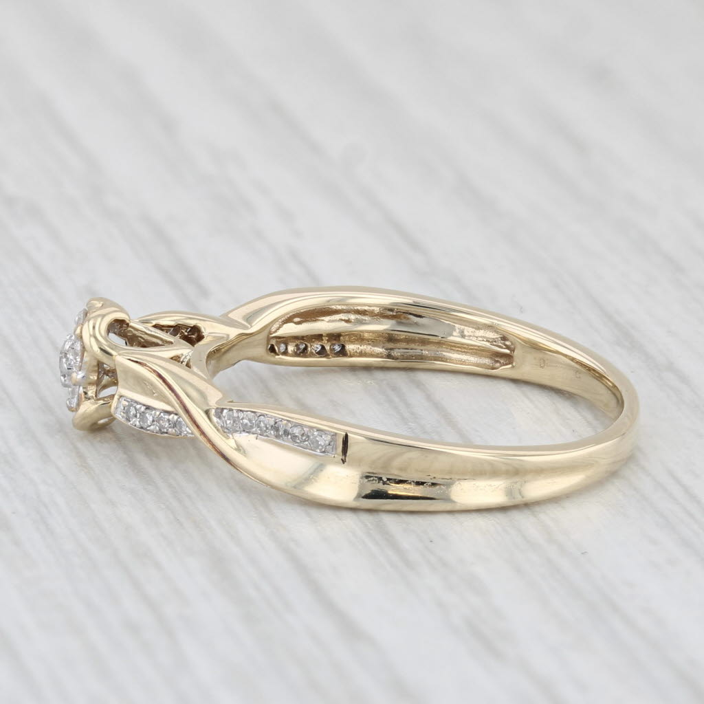 Light Gray 0.15ctw Diamond Cluster Engagement Ring 10k Yellow Gold Size 8 Woven Band