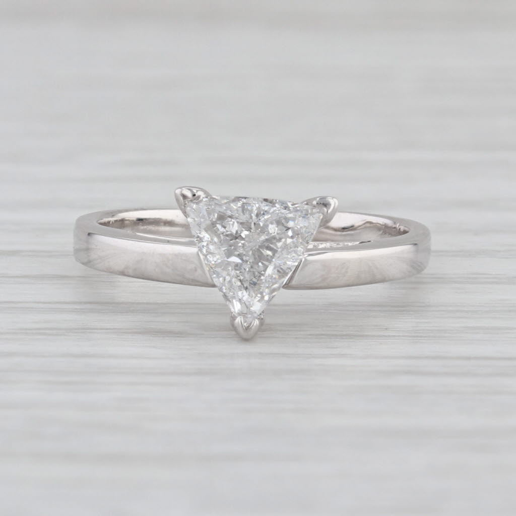 1ct Trillion Diamond Solitaire Engagement Ring 14k White Gold Size 6.75
