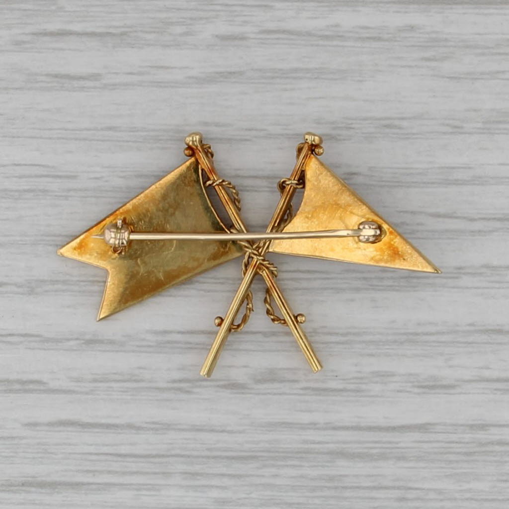 1883 Yacht Club Nautical Flags Pin 18k Gold Enamel Antique Collectible Badge