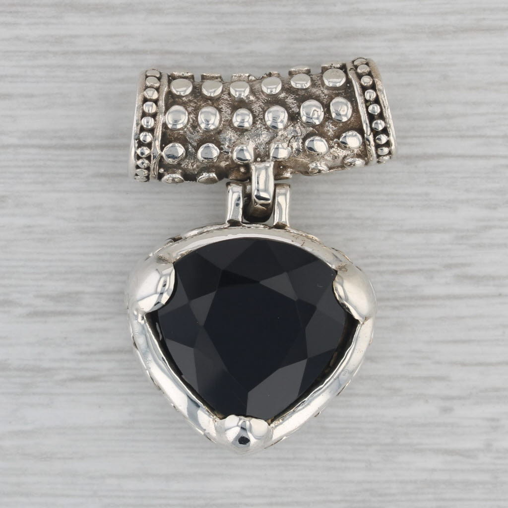 Gray Onyx Statement Pendant Sterling Silver Signed MX