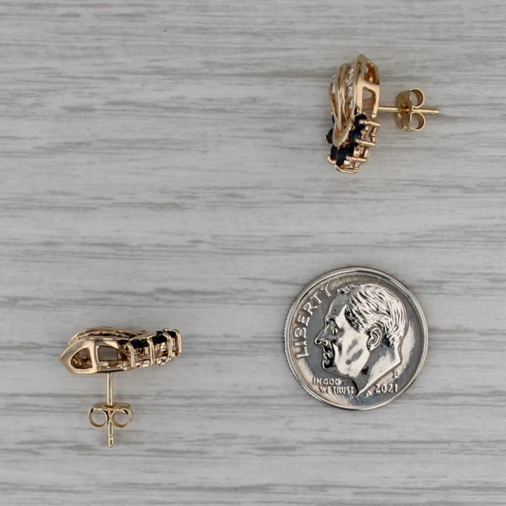 0.86ctw Sapphire Diamond Stud Earrings 14k Yellow Gold Studs