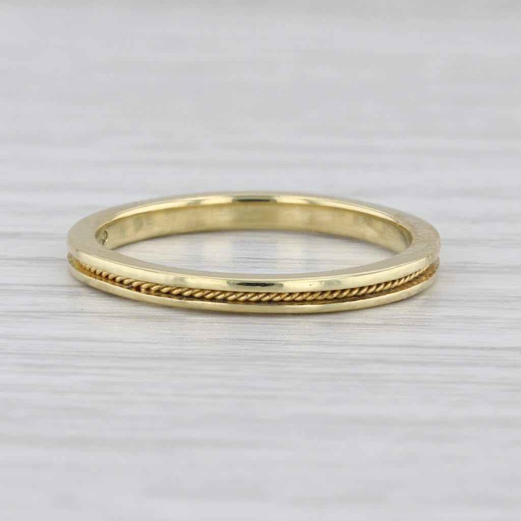 Hidalgo Rope Accented Ring 18k Yellow Gold Size 7.5 Stackable Wedding Band