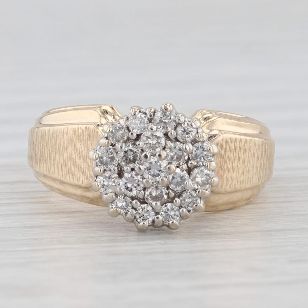 Light Gray 0.40ctw Diamond Cluster Ring 10k Yellow Gold Vintage Engagement Size 7