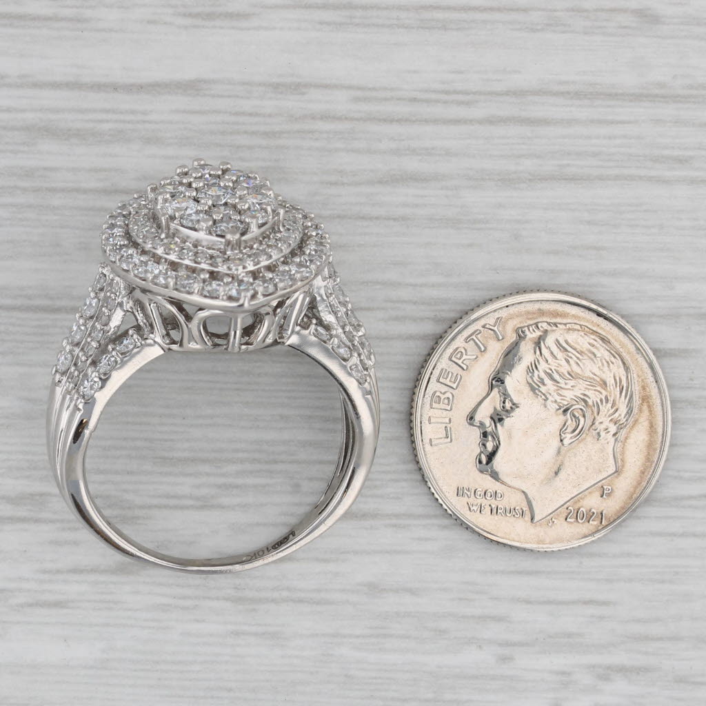 Gray 1.89ctw Lab Created Diamond Marquise Halo Ring 10k White Gold Size 8 Cocktail