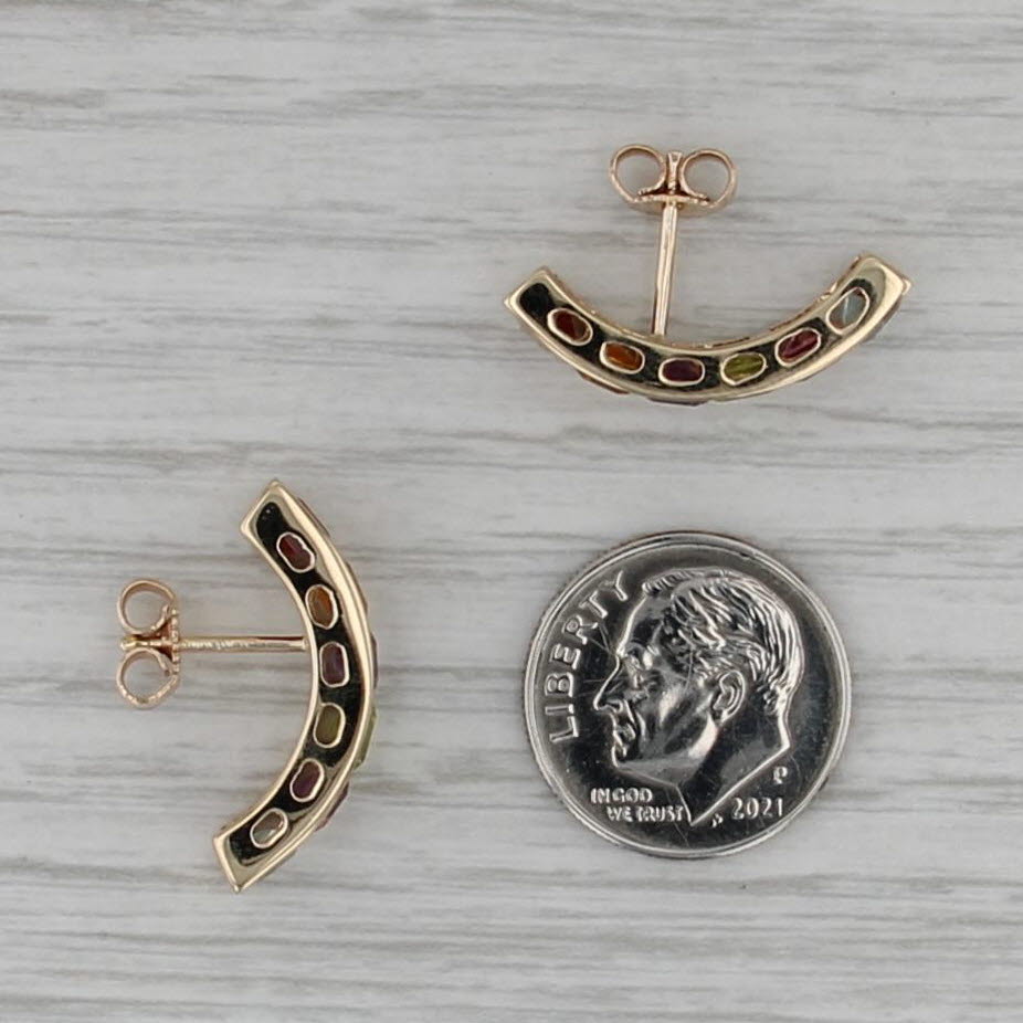 3.10ctw Rainbow Gemstone Journey Earrings 14k Gold Garnet Amethyst Peridot Topaz