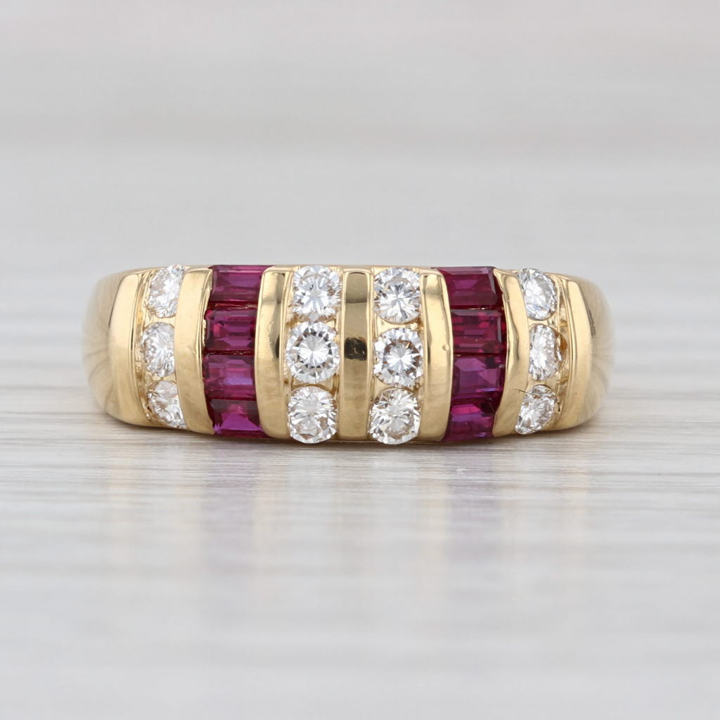 1.06ctw Ruby Diamond Ring 18k Yellow Gold Size 7.5 Stackable