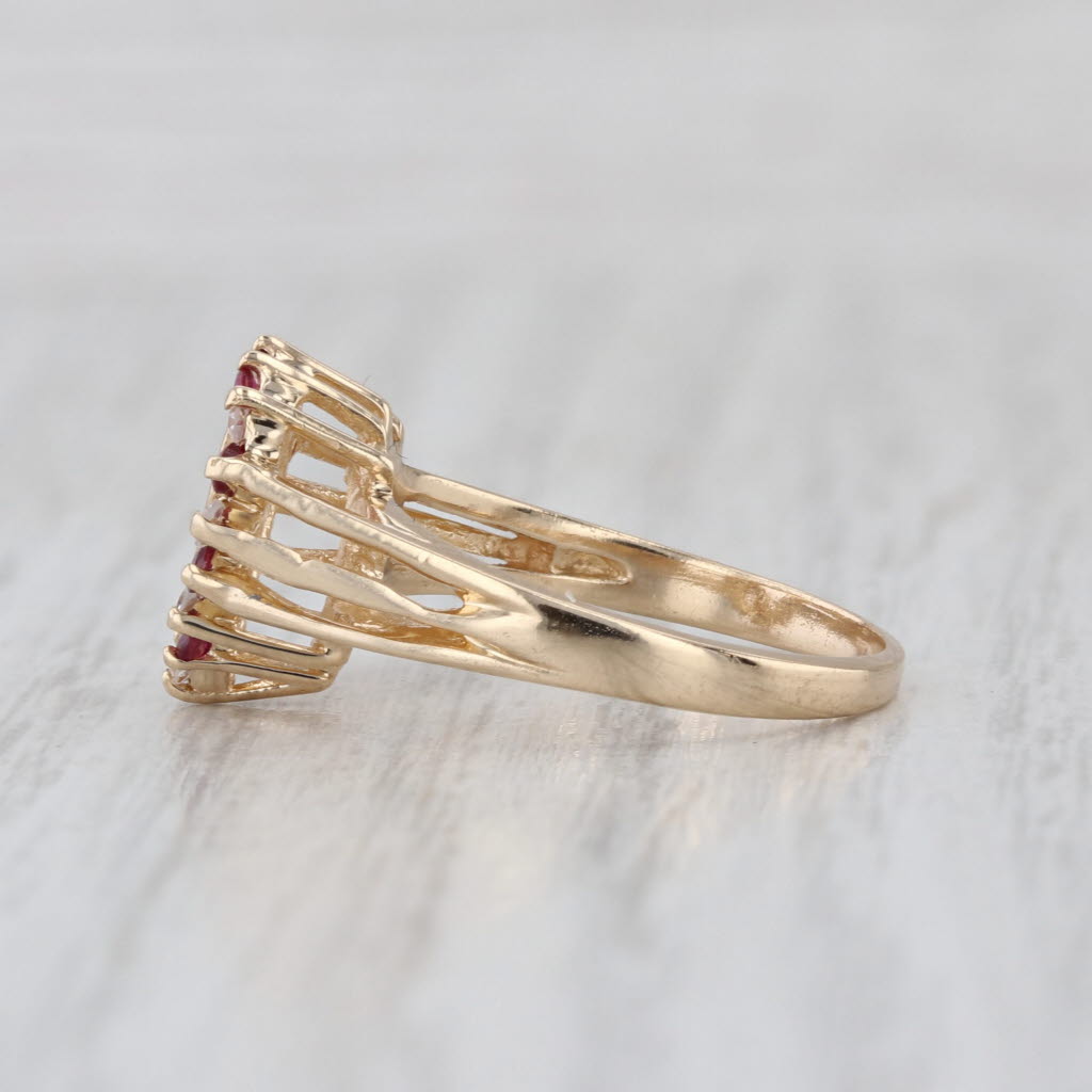 0.26ctw Ruby Diamond Open Heart Ring 14k Yellow Gold Size 5.75