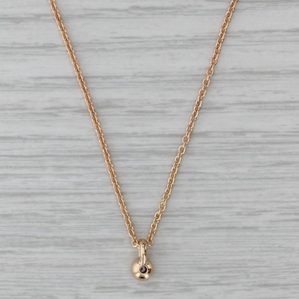 Pandora Small Diamond Pendant Necklace Cable Chain 14k Yellow Gold