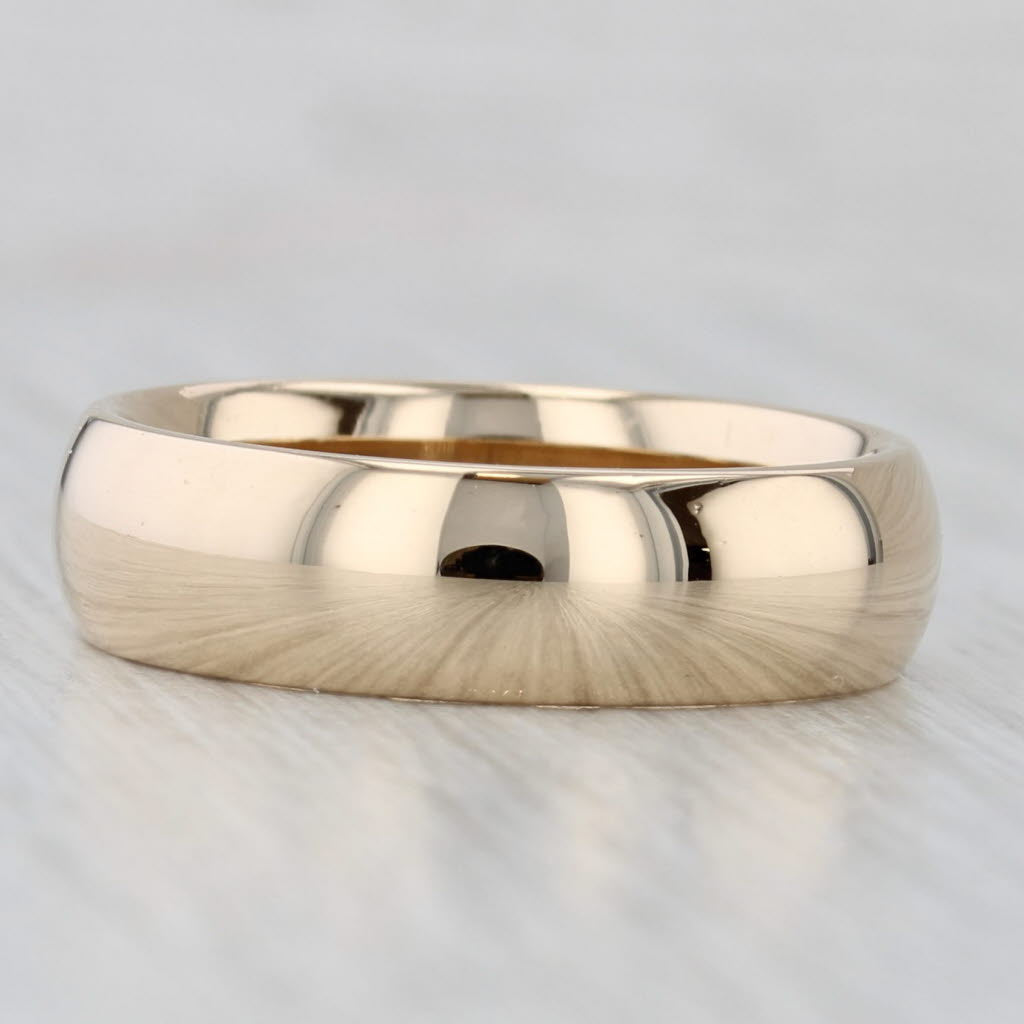 Light Gray Classic Men's Wedding Band 14k Yellow Gold Ring Size 9