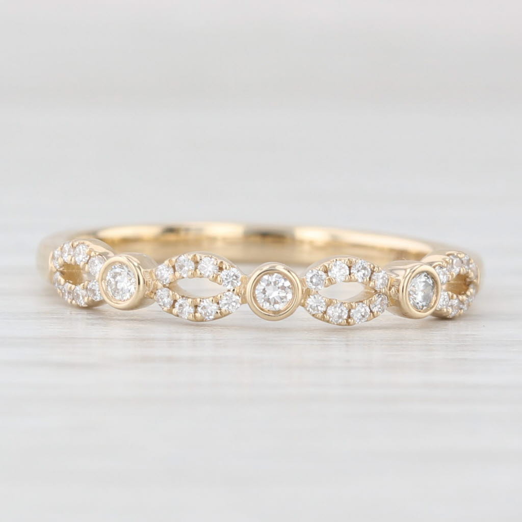 Light Gray New 0.16ctw Diamond Wedding Band 14k Yellow Gold Stackable Anniversary Ring 6.5