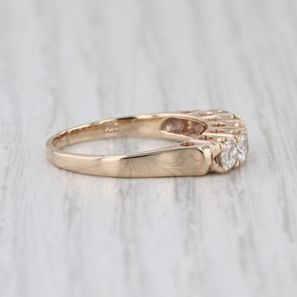 0.70ctw Diamond 5 Stone Ring 14k Yellow Gold Wedding Anniversary Band Size 7