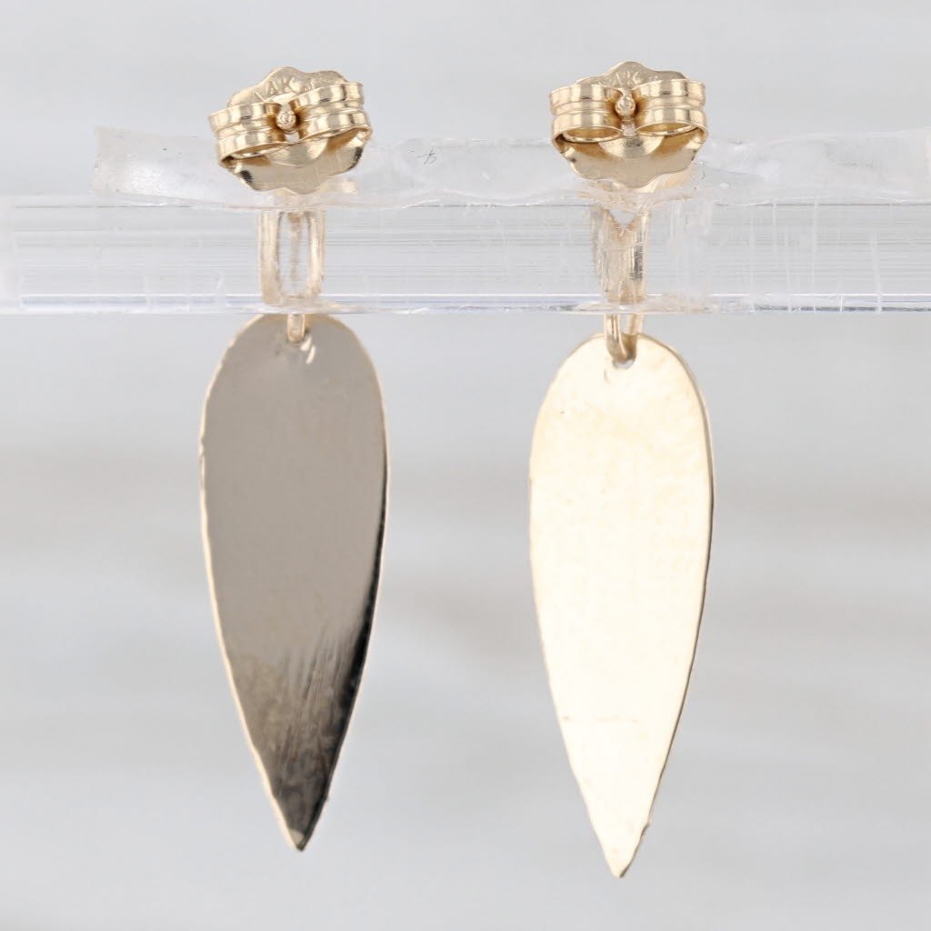 Gold Leaf Dangle Earrings 14k Yellow Gold Drops