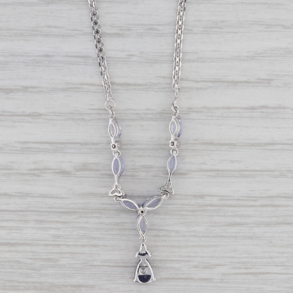 Gray 1.10ctw Tanzanite Diamond Y Lavalier Necklace 10k White Gold 17.75" Chain