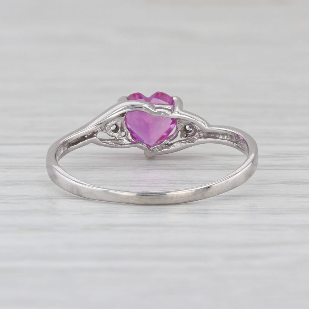 1.14ctw Pink Lab Created Sapphire Heart Cubic Zirconia Ring 10k White Gold