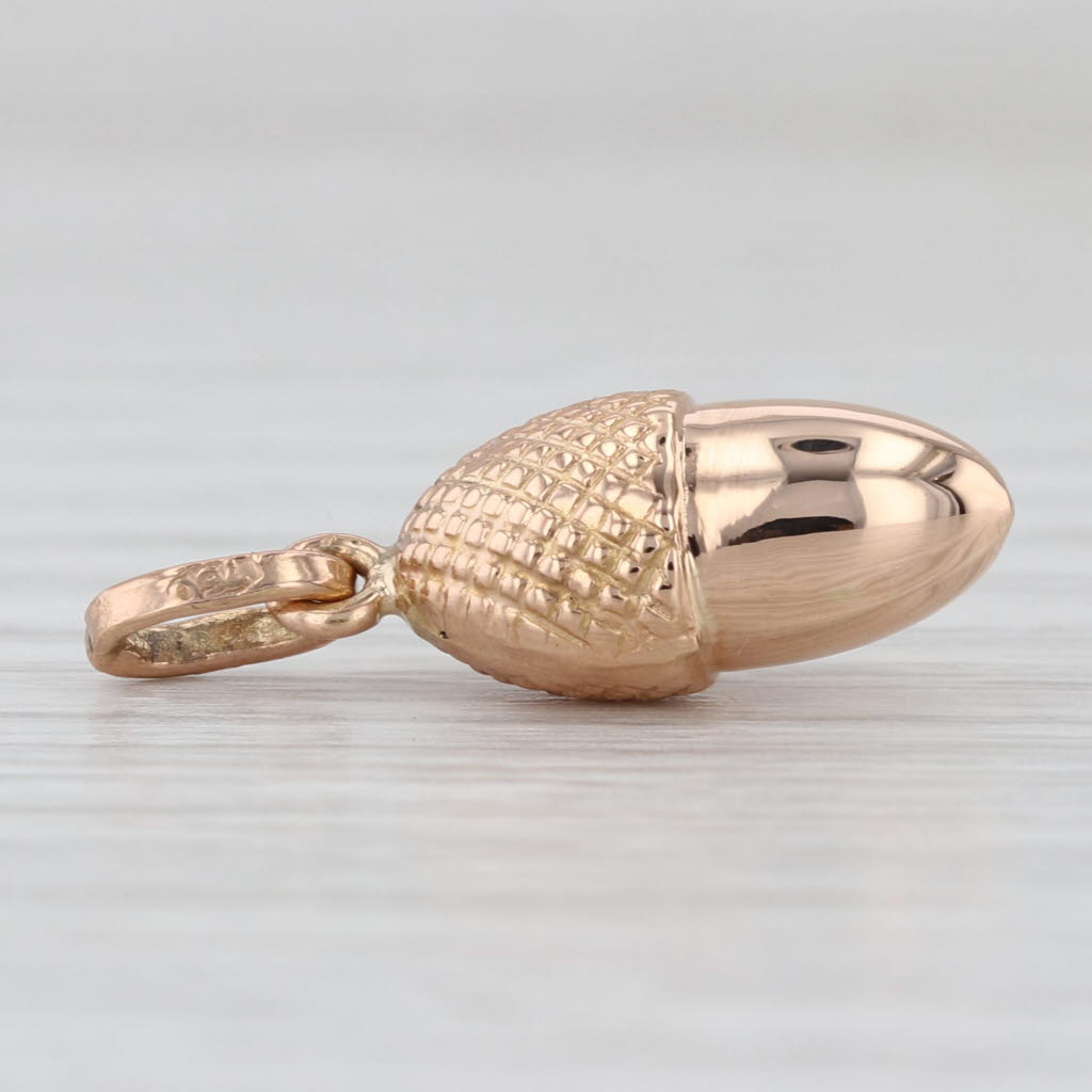 Vintage Acorn Charm 18k Rose Gold Pendant