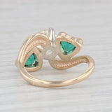 1.48ctw Diamond Lab Created Emerald Engagement Ring 14k Yellow Gold Sz 4 Bypass