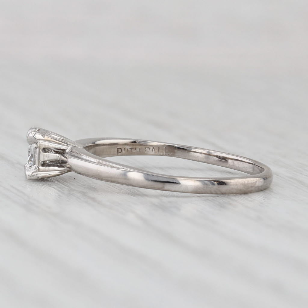 Light Gray 0.32ct Round Diamond Solitaire Engagement Ring Ruthendium Palladium Size 6.75