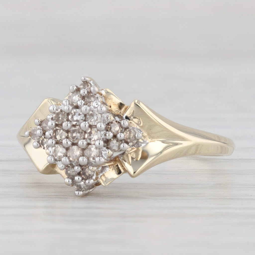 Light Gray 0.20ctw Diamond Cluster Ring 10k Yellow Gold Size 8.5 Engagement