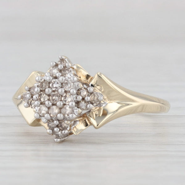 0.20ctw Diamond Cluster Ring 10k Yellow Gold Size 8.5 Engagement