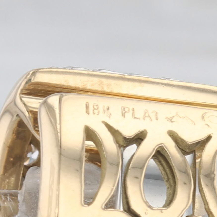 Light Gray 0.50ctw VS2 Diamond Clip Cufflinks 18k Gold Platinum Engraved Vintage Cuff Links