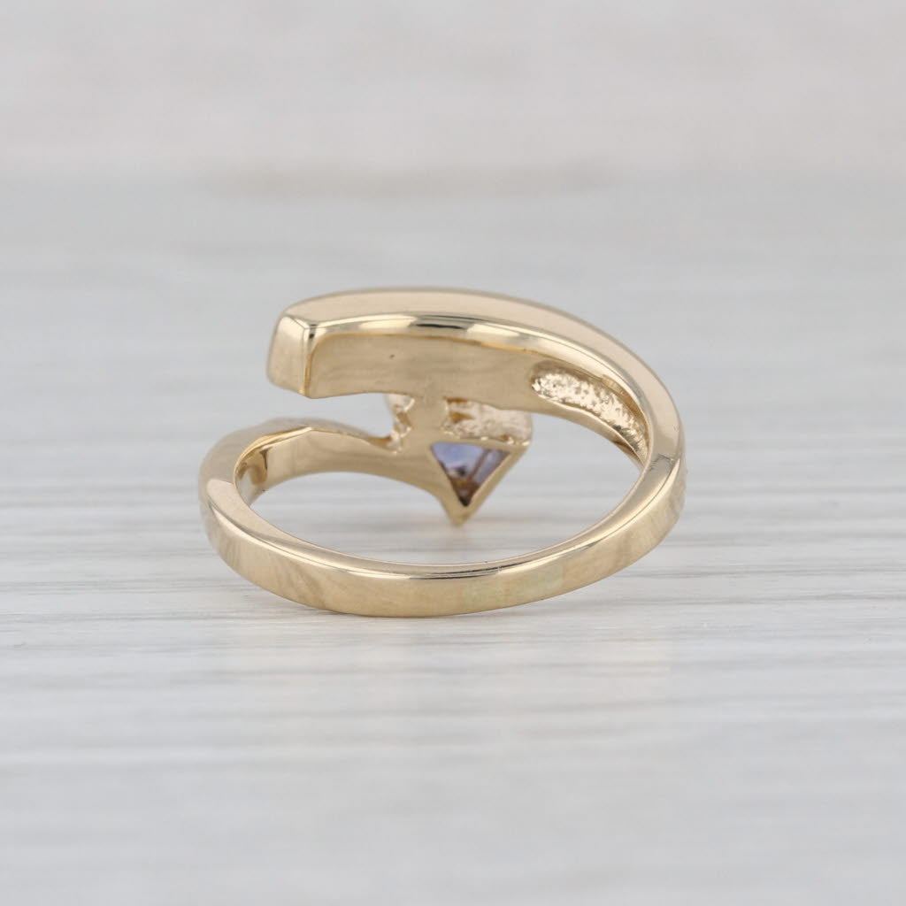 Opal Tanzanite Bypass Ring 14k Yellow Gold Size 5.5