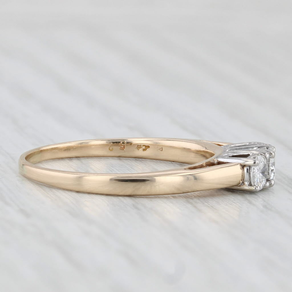 Light Gray 0.50ctw Diamond 3-Stone Engagement Ring 14k Yellow Gold Size 8