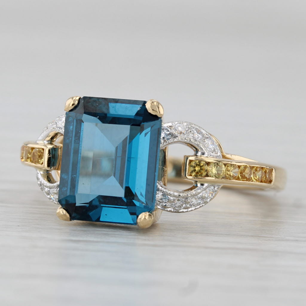 Gray Krementz 3.76ctw Lab Created Blue Spinel Diamond Sapphire Ring 18k Gold Sz 6.75