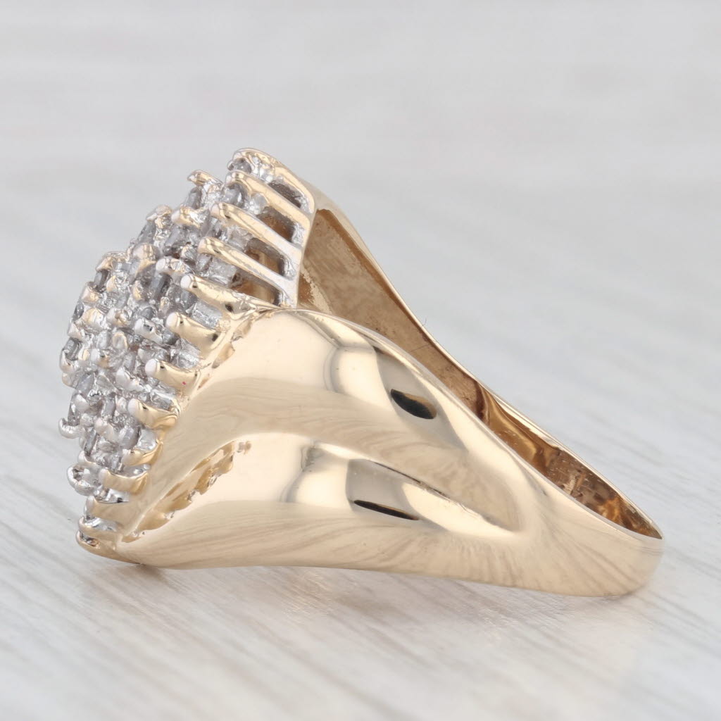 Light Gray 1ctw Diamond Cluster Ring 14k Yellow Gold Size 8 Bypass Cocktail