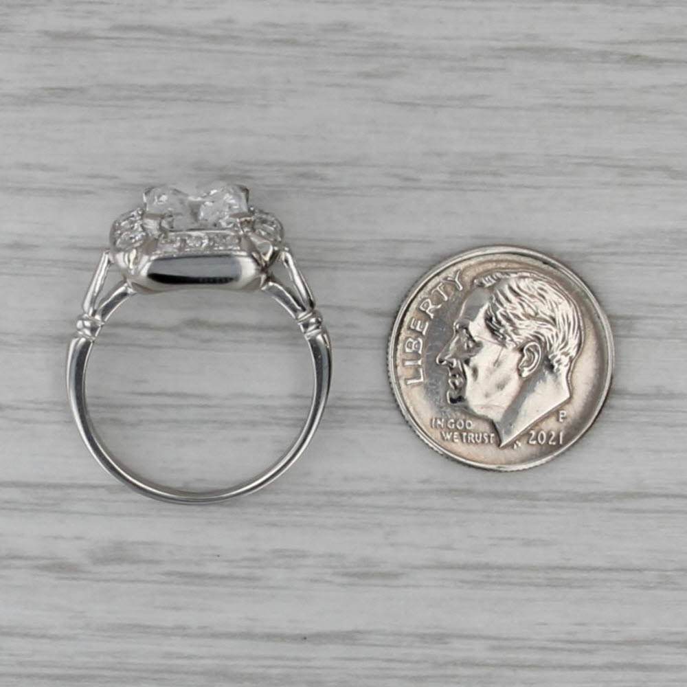3.74ctw Rectangle Diamond Halo Engagement Ring Platinum Size 7.5 GIA E Color