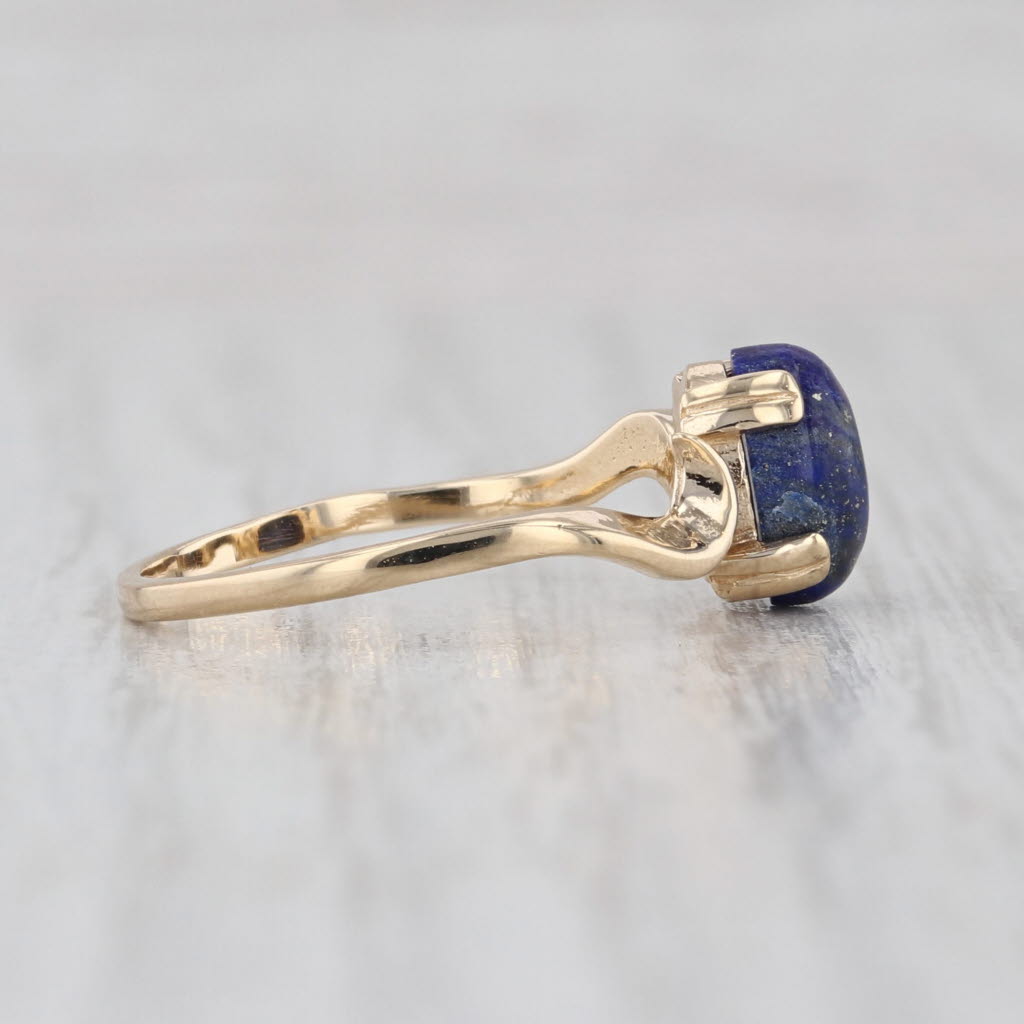 Lapis Lazuli Oval Cabochon Solitaire Ring 10k Yellow Gold Size 7
