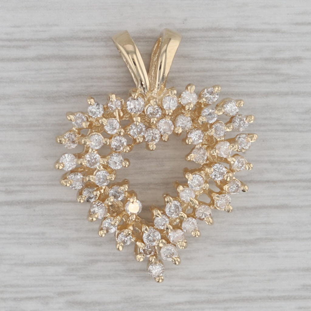 Gray 1.30ctw Diamond Open Heart 14k Yellow Gold