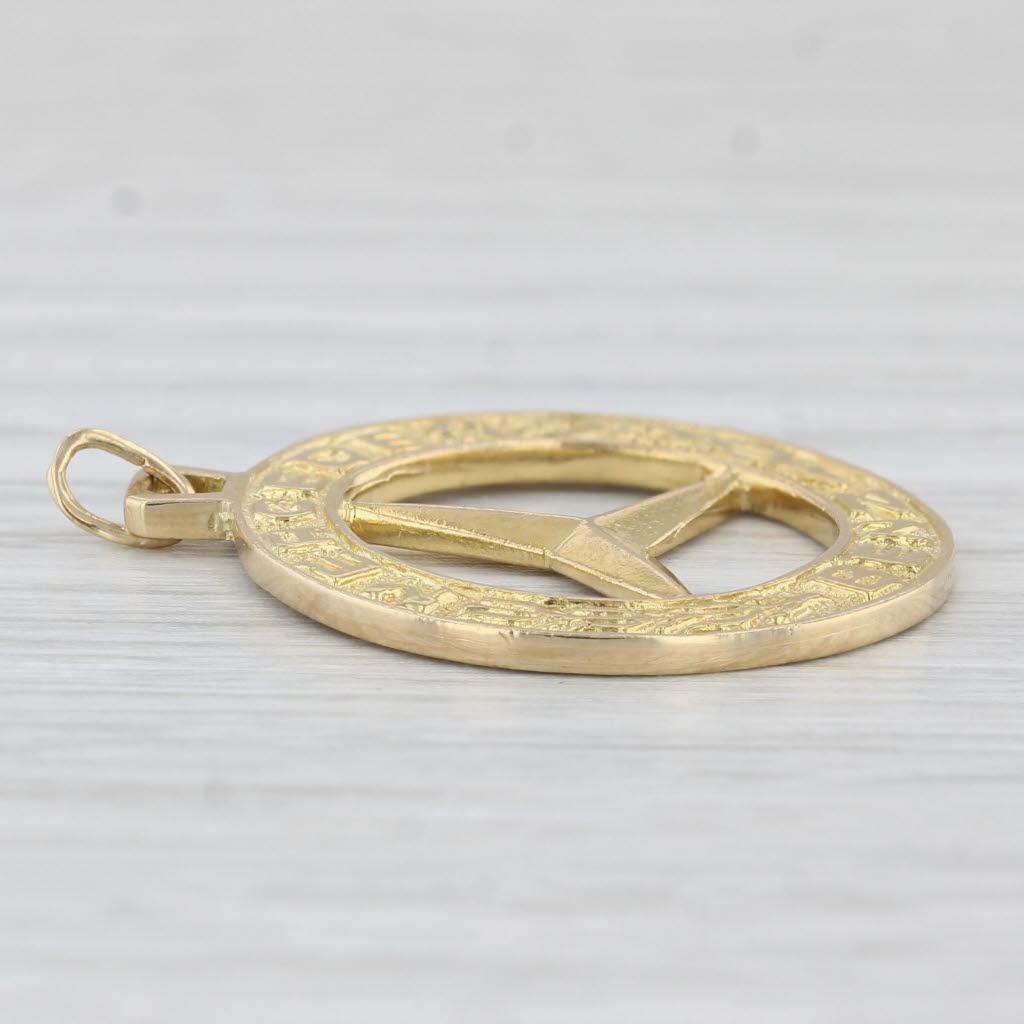 Light Gray Mercedes Benz Emblem Logo Pendant 18k Yellow Gold Keepsake
