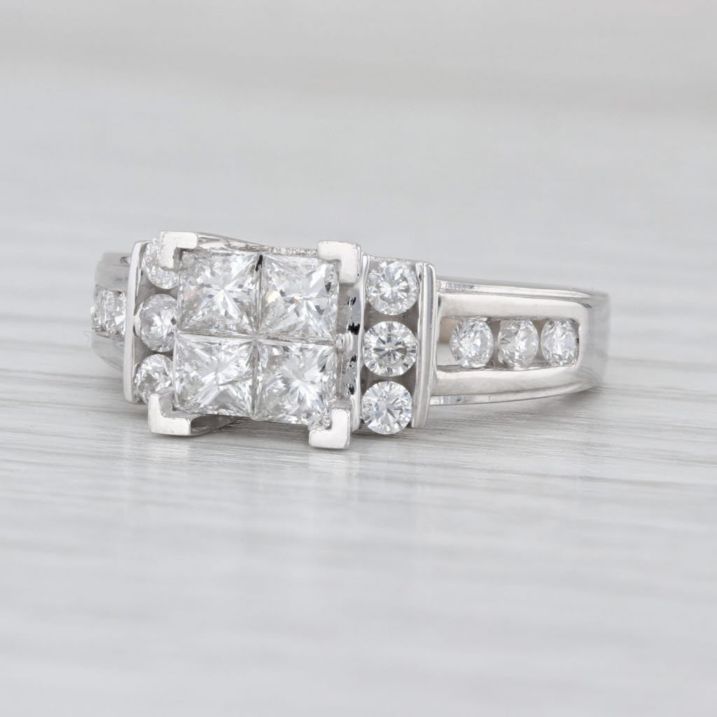 0.96ctw Princess Diamond Engagement Ring 14k White Gold Size 6.75-7