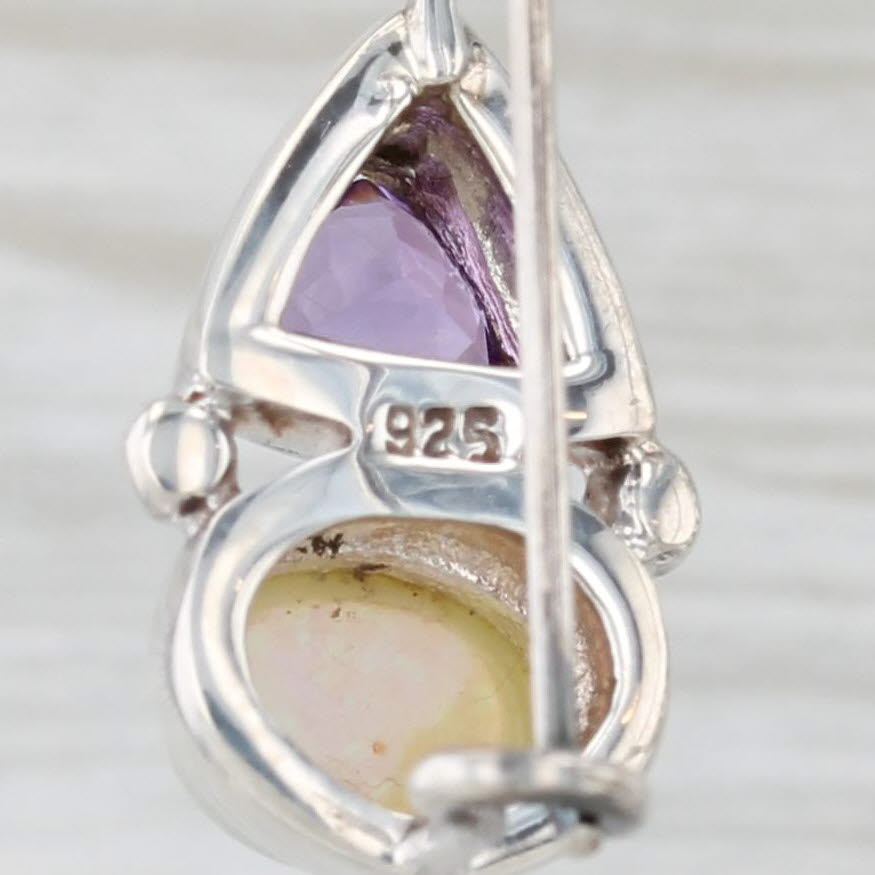 Light Gray Amethyst Lab Created Opal Drop Earrings Sterling Silver Hook Posts
