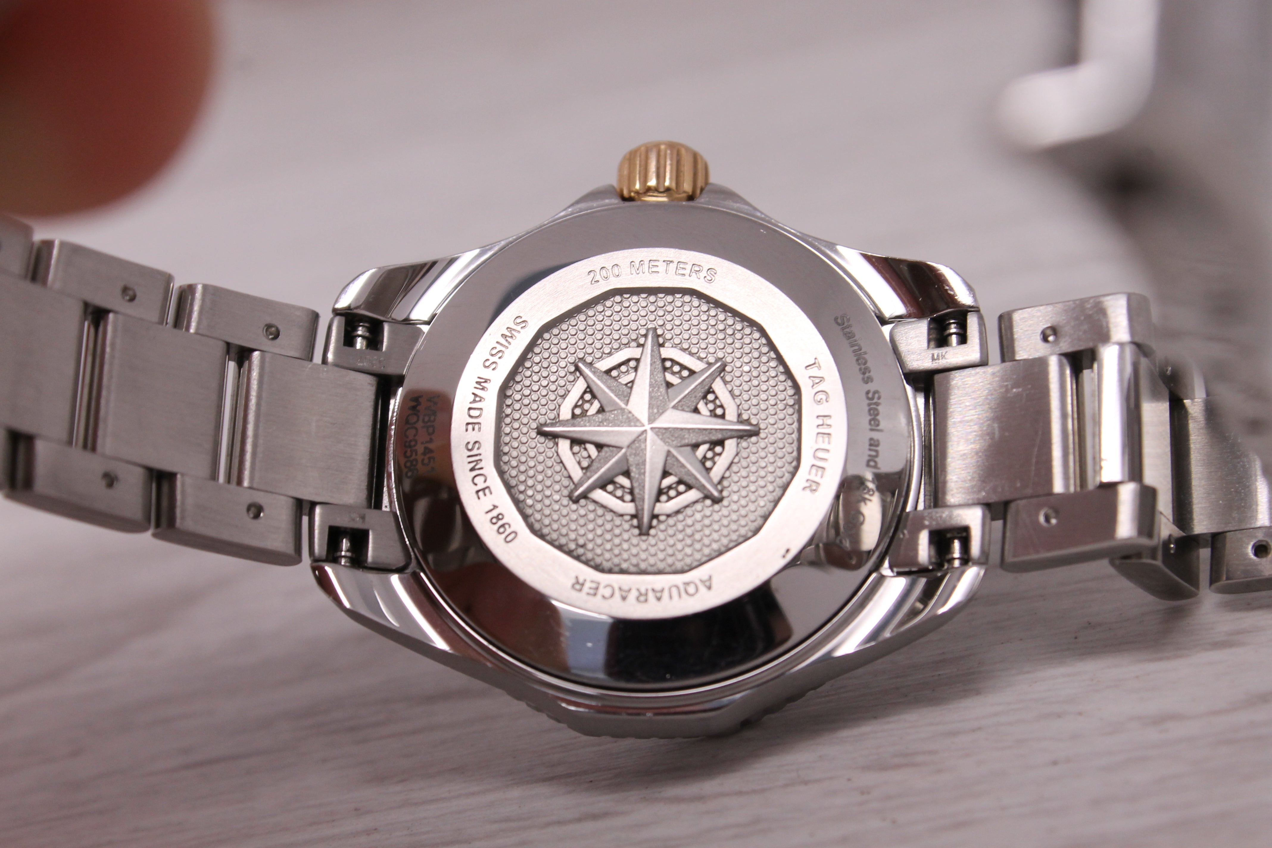 Tag Heuer Aquaracer Ladies 31mm Steel 18k Gold Watch Diamond Bezel Dial WBP1451