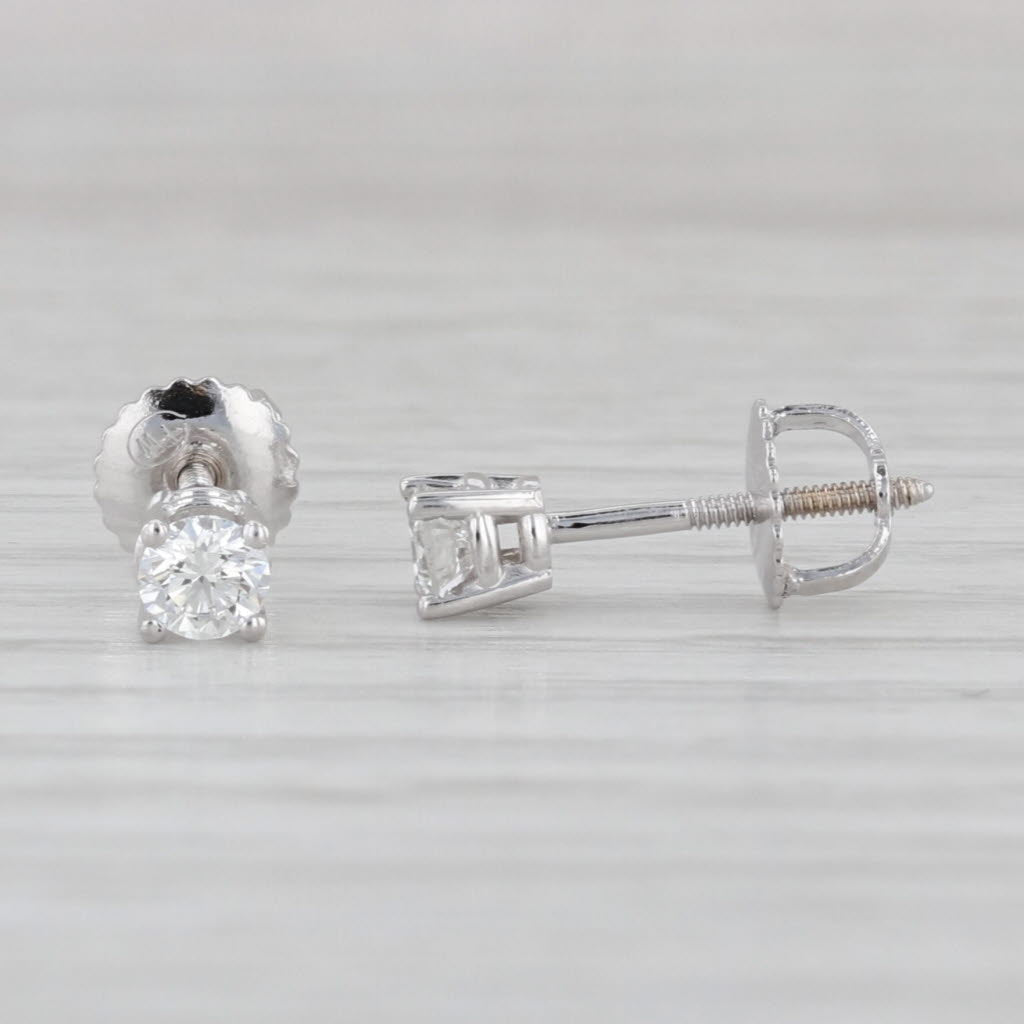 0.30ctw Diamond Solitaire Stud Earrings 18k White Gold Round Studs GSI Copy