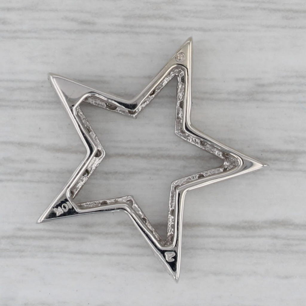 Gray Diamond Framed Open Star Pendant 10k White Gold Floating Drop
