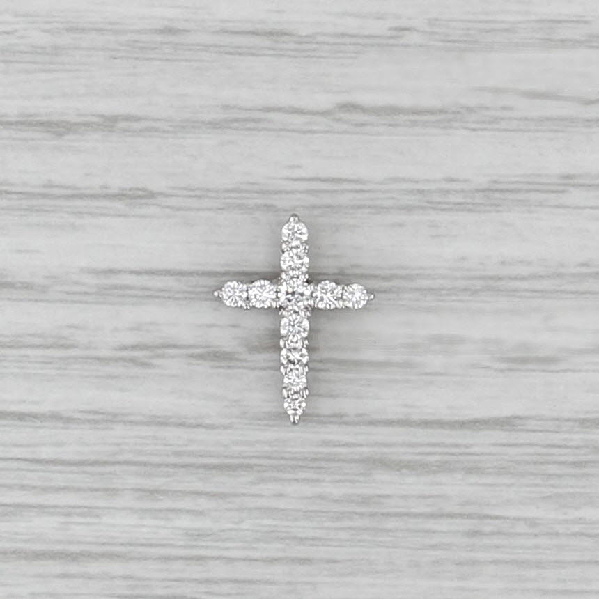 Roberto Coin Tiny Treasures Small 0.39ctw Diamond Cross Pendant 18k White Gold