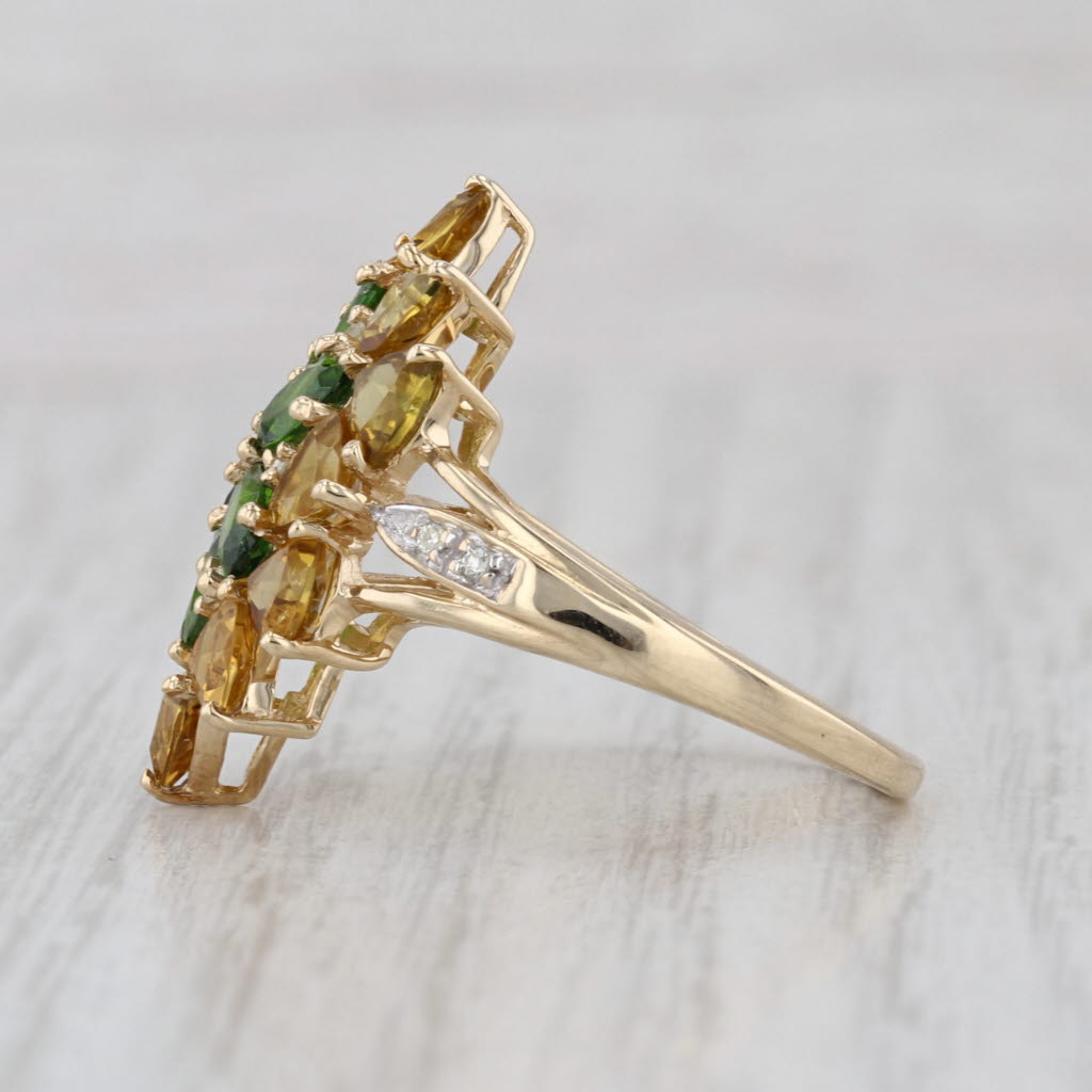 3.05ctw Green Chrome Diopside Yellow Apatite Diamond Ring 10k Gold Cocktail