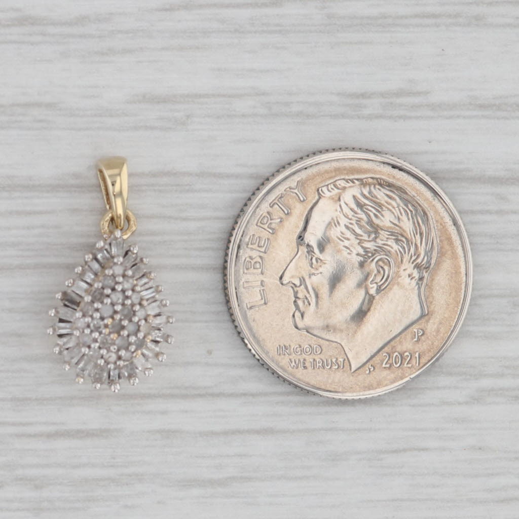 Gray 0.20ctw Diamond Cluster Pendant 10k Yellow Gold
