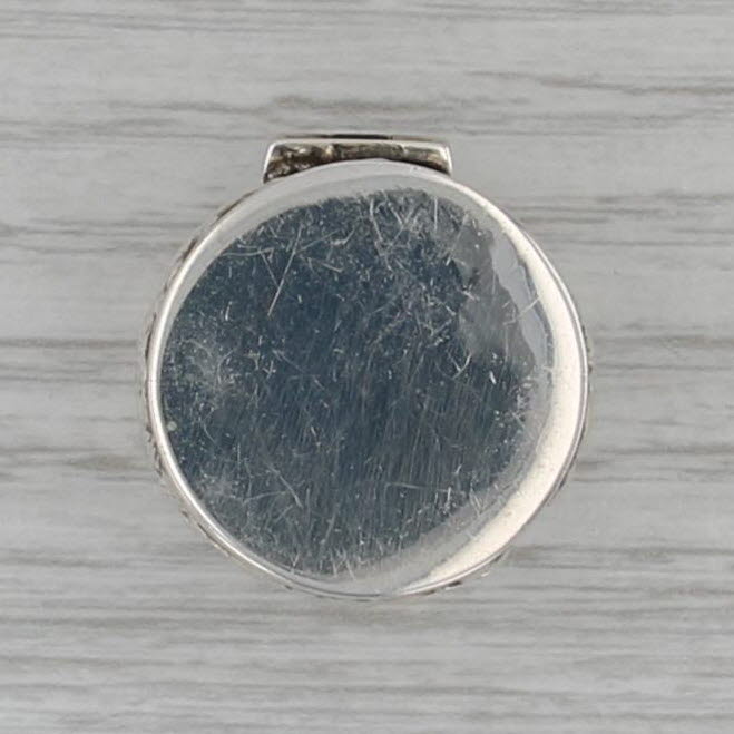 Sterling Silver Snuff / Pill Box Engravable Vintage Raised Floral Pattern Opens