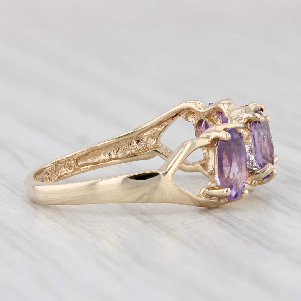 Light Gray 0.84ctw Amethyst Diamond Ring 10k Yellow Gold Size 6.75