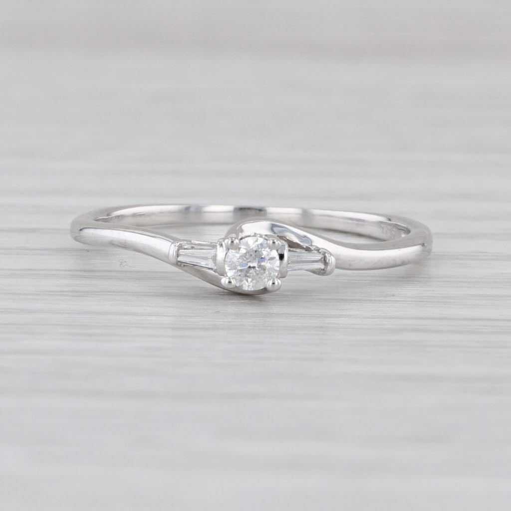 0.14ctw Diamond Bypass Promise Ring 10k White Gold Size 8 Stackable