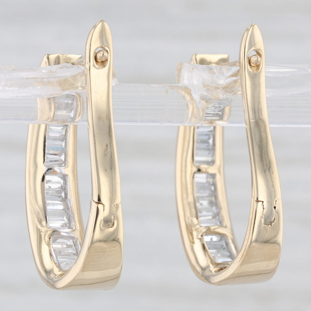 Light Gray 1.25ctw Diamond Journey Oval Hoop Earrings 14k Yellow Gold Snap Top Hoops